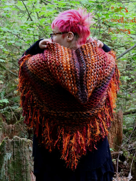 Hooded Fringe Shawl - Broom Rider