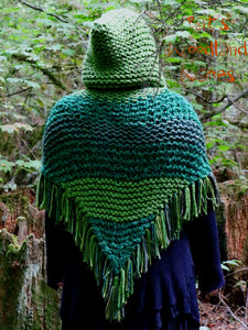 Hooded Fringe Shawl - Gnome Garden