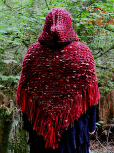 Hooded Fringe Shawl - Fire Conjuror