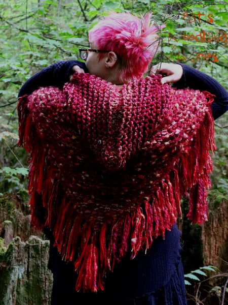 Hooded Fringe Shawl - Fire Conjuror