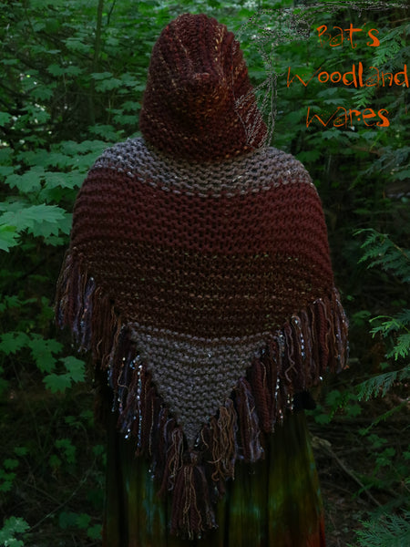 Hooded Fringe Shawl - Druid