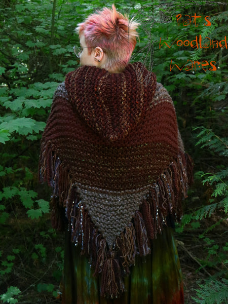 Hooded Fringe Shawl - Druid