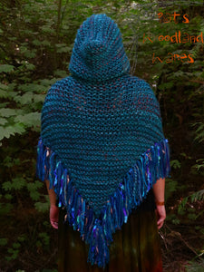 Hooded Fringe Shawl - Sea Hag