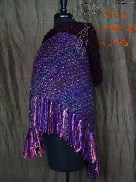 Hooded Fringe Shawl - Sapphire