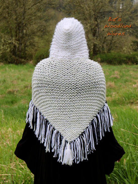 Hooded Fringe Shawl - The Frozen North