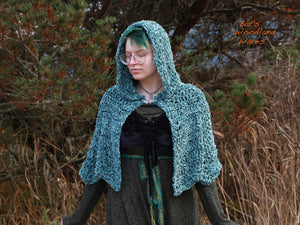 Hooded Capelet - Forest Elder - Velvet (vegan)